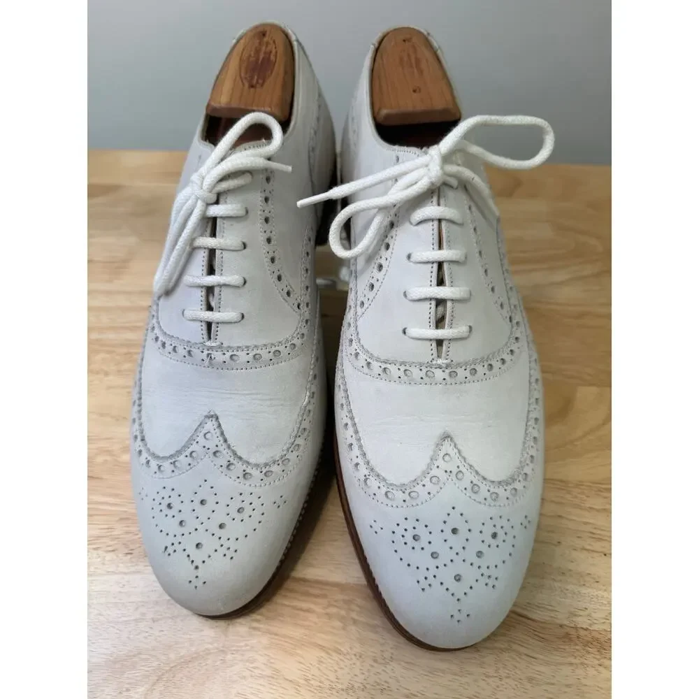 Stuart's Choice Made in England White Leather Brogue Dress Shoes Size 8.5. JL